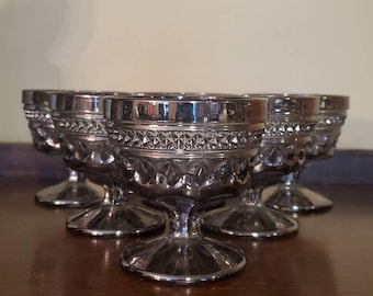 Vintage Anchor Hocking Wexford Pewter Mist. The Nova Collection. Set of 5. Dessert Cups or Champagne Coupes.
