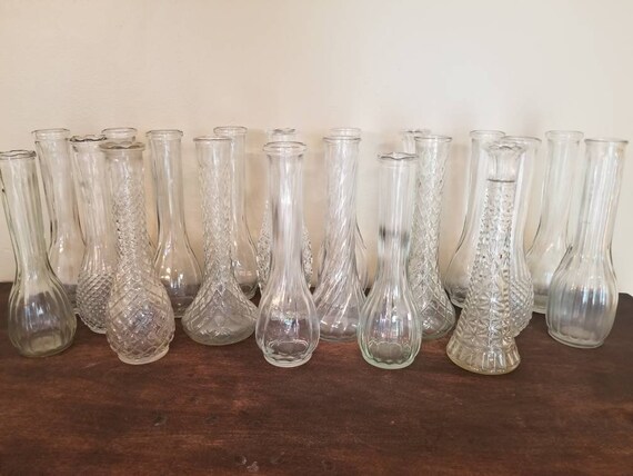 Vintage Set Of 20 Tall Clear Vase Set Wedding Centerpieces Etsy