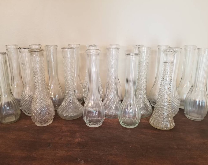 Vintage Set of 20 Tall Clear Vase Set. Wedding Centerpieces. Etsy