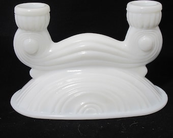 Vintage Milk Glass Double Candlestick Holder Wedding Decor Home Decor