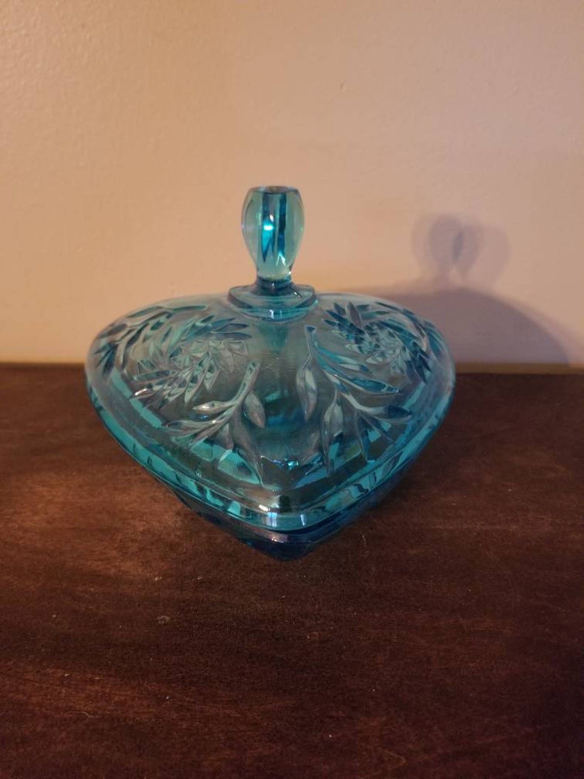 Vintage Blue Glass Candy Dish Dish with Lid Blue Etsy