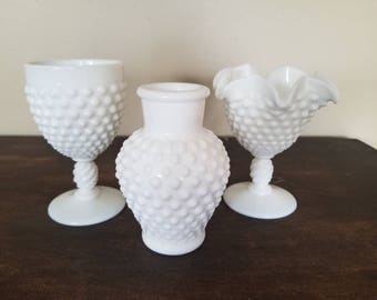 Vintage Milk Glass-Fenton Hobnail Collection.