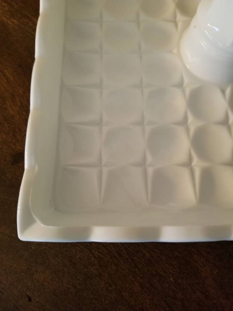 Vintage Beautiful Milk Glass Square Cake Stand Special Occassion. Wedding