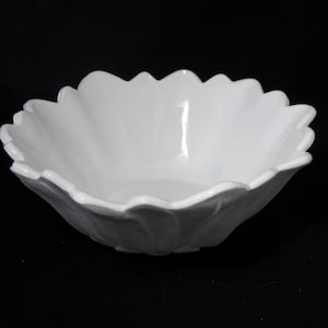 Vintage Milk Glass Bowl Small Wild Rose Pattern, Footed for Wedding Decor Candy Buffet or Home Decor