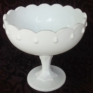 Vintage Teardrop Milk Glass Large Compote for Wedding Decor or Candy Buffet