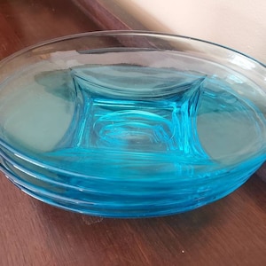 Vintage MCM Turquoise Capri Oval Bowls manufactured by Hazel Atlas. Set of 4. MCM Turquoise Bowls.
