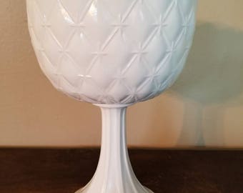 Vintage Milk Glass Compote with Duette Diamond Quilted Pattern by Indiana Glass - Medium Size