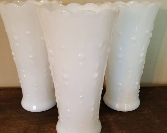 Vintage Milk Glass Vases Set of 3 Teardrop and Pearl Etsy