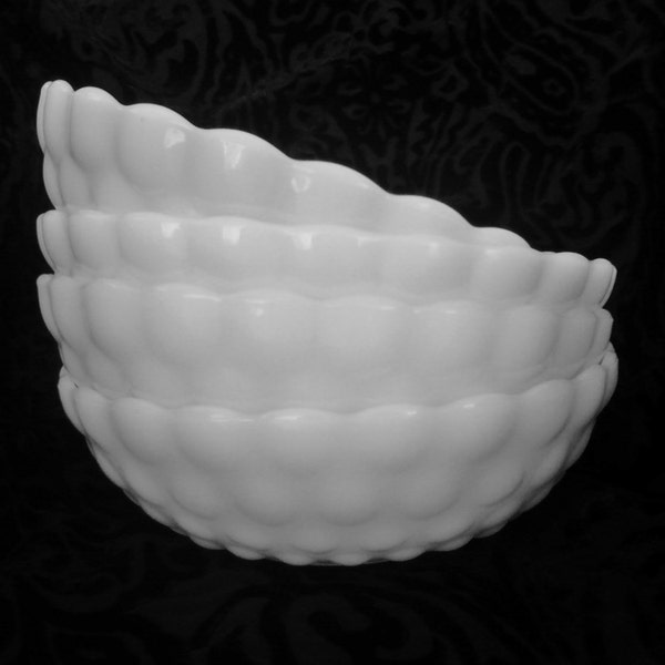 Vintage Milk Glass Bowl with Bubble Design by Anchor Hocking