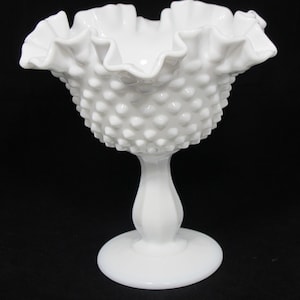 Vintage Fenton Hobnail Ruffled Compote for Wedding Decor or Home Decor image 1