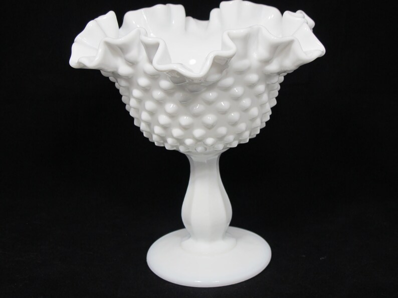 Vintage Fenton Hobnail Ruffled Compote for Wedding Decor or Home Decor image 1