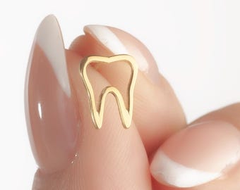 14K Gold Molar Tooth Earring • Minimalist Teeth Studs for Dentists and Wisdom Teeth Profession • Gift for Dental Hygienist Assistant