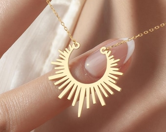 14K Gold Sun Ring Holder Necklace • Ring Keeper Pendant Jewelry for Engagement Ring • Gift for Doctor & Nurse • Celestial Jewelry for Her