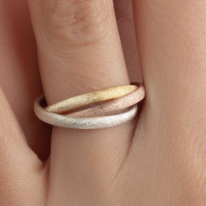 14k Gold • Interlocking Triple Spinner Band Ring • Three Tone Gold Fidget Ring