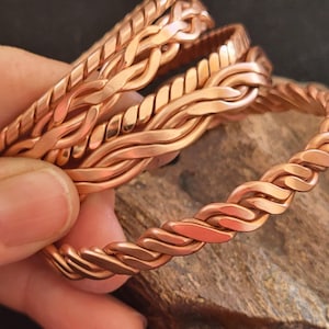 Hand forged Copper Adjustable Bracelets-unisex