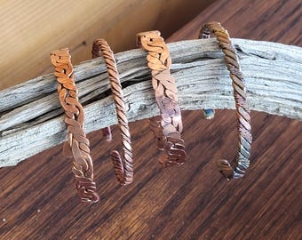 Handgesmede verstelbare gedraaide koperen armbanden voor heren en dames