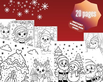 May include: A black and white Christmas coloring book, Vol. 2, with festive illustrations. The cover displays "Christmas Coloring Book Vol. 2" and "20 pages". Includes an instant PDF download.