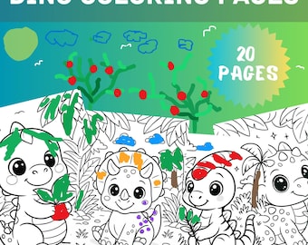 Libro para colorear de dinosaurios bebés kawaii, páginas imprimibles (PDF)