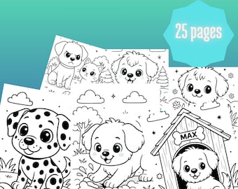 Puppy Coloring Book: 25 Kawaii Dog Coloring Pages (PDF)