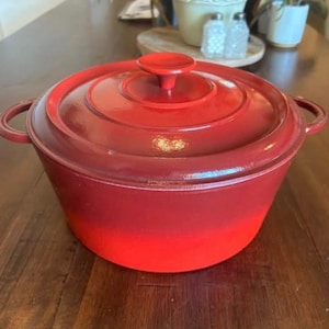 Vintage Le Creuset 5.5 Qt Round Dutch Oven Red 26 Enameled Cast Iron France