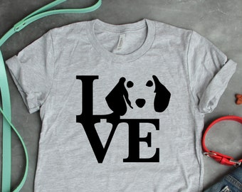 Camiseta unisex con texto en inglés "Dachshund Love", adorable regalo de perro salchicha para amantes de las mascotas y lindo gráfico de cara de perro salchicha para dueños de perros salchicha