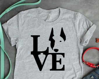 Camiseta unisex Doberman Love, adorable regalo de pinscher para amantes de los perros y lindo gráfico de cara de perro para dueños de mascotas Doberman