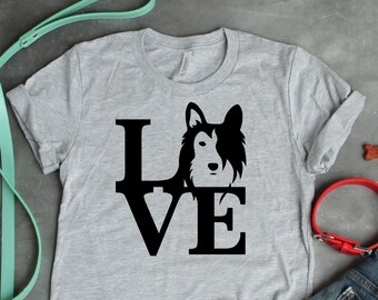 Camiseta unisex Sheltie Love: regalo para los amantes de los perros pastores de Shetland y los collies