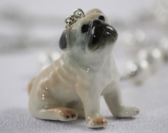 Pug, Collar colgante, Joyas de animales, Collar de perro, Collar de perlas, Colgante de collar de animales, Collar largo, Collar, Colgante de pug, Perlas