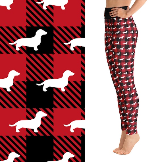 Dachshund Dog Leggings for Women Plus Size Yoga Leggings Buffalo