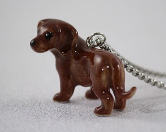 Colgante Dachshund Rojo y Collar de Perlas, Doxie, Perro Weiner, Collar Colgante, Joyería animal, Collar Largo