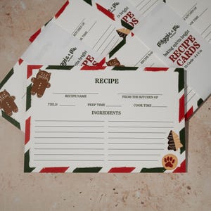 Christmas Recipe Cards Set, Holiday Baking, Cookie Exchange (Set of 10)