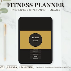 Fitness Planner Digital GoodNotes, Workout Log iPad Planner, Gym Tracker, Meal Prep & Measurements, Notability, Daily Weekly, Undated PDF