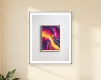 Psychedelic Chrome Swirl Wall Art, Y2K Retro Futurism Poster Print, Trippy Dopamine Decor Dorm Bedroom Printable, Digital Download