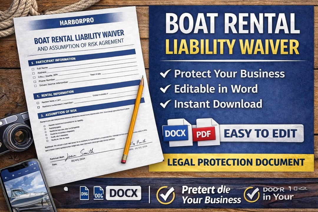 Boat Rental Liability Waiver Editable DOCX | Instant Download - Etsy