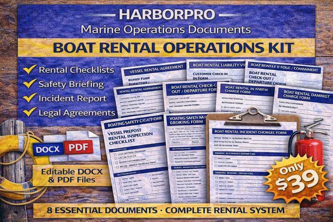 Boat Rental Operations Kit | Agreement, Waiver, Inspection Forms ...