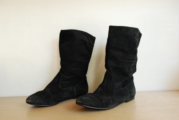 Items similar to Vintage MOD black SUEDE ankle BOOTS on Etsy