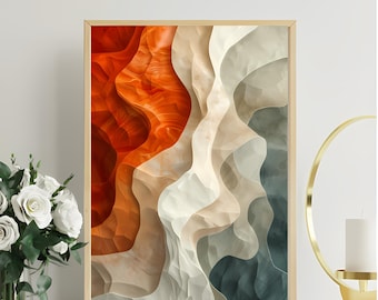 Terracotta abstracte kunstprint | Aards modern interieur (digitale download)