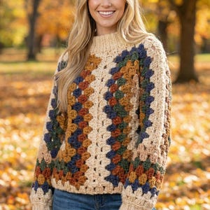Hexagon Crochet Cardigan Pattern PDF | Colorful Striped Hexi Sweater | Oversized Crochet Cardigan | XS–5XL Digital Download