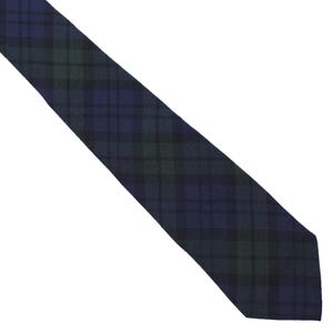 Vtg MCM Vogue Creation Black Watch Tartan Plaid Black Blue Green Necktie 3 x 52