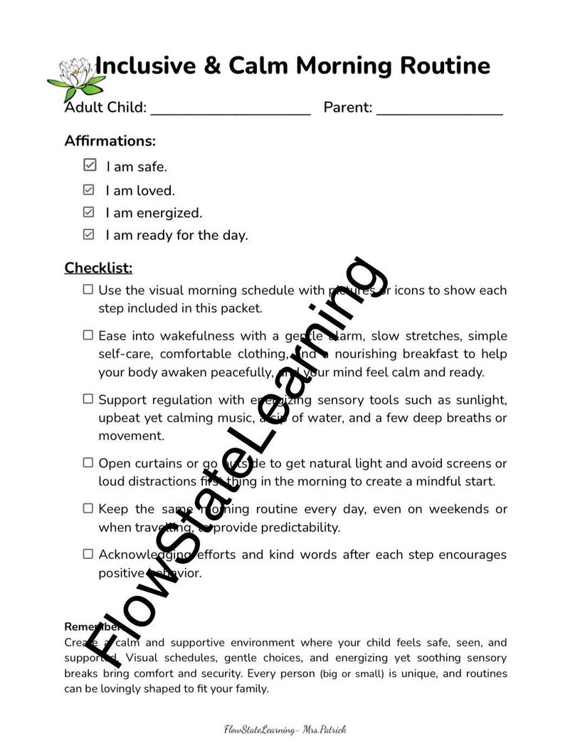 Autism-friendly Morning Routine Chart – (digital Download - Etsy