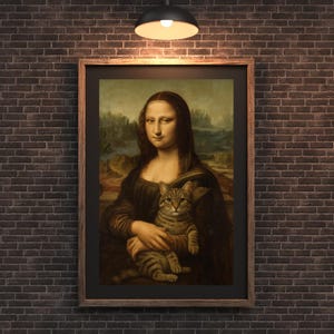 Mona Lisa with Cat Print - Renaissance Art, Classical Decor