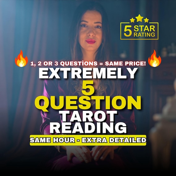 5 Question Tarot Reading, Same Hour Reading, Fast Tarot, Astrology Insight, Telepathy Reading, Psychic Advice, Love, Career, General,