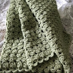 Light Sage Crocheted Elegant Lace Throw - Chair Throw/Crochet Afghan/Farmhouse Blanket/Couch Throw