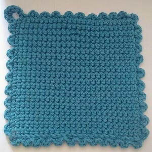 Double-Thick Crocheted Potholders, Hot Pads, Trivets - Cool Blue
