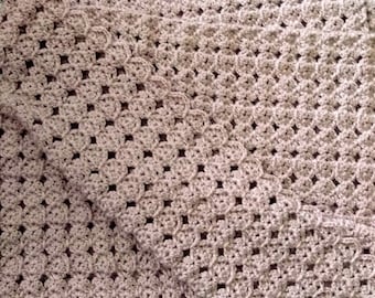 New Color- Soft Rose -Crochet Blanket - Handmade Elegant Lace Throw/ Mother's Day Gift, Housewarming Gift/Crochet Afghan/Couch Throw