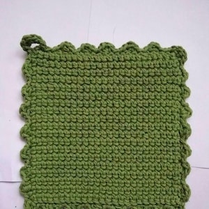 Double Thick Crocheted Cotton Potholder, Trivet, Hot Pad - Sage Green