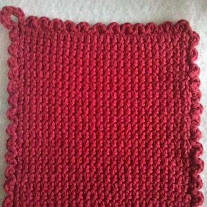 Double-Thick, Crocheted Potholder, Hot Pad, Trivet - Country Red, Housewarming Gift, Kitchen Decor