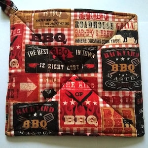 Barbecue Theme Potholder or Hot Pad with Hanging Loop - Dad Gift, Father's Day Gift, Grill Lovers