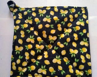 Lemon Potholder or Hot Pad with Hanging Loop