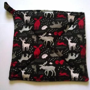 Forest Animal Potholder or Hot Pad with Hanging Loop - Deer, Moose, Rabbits, Foxes
